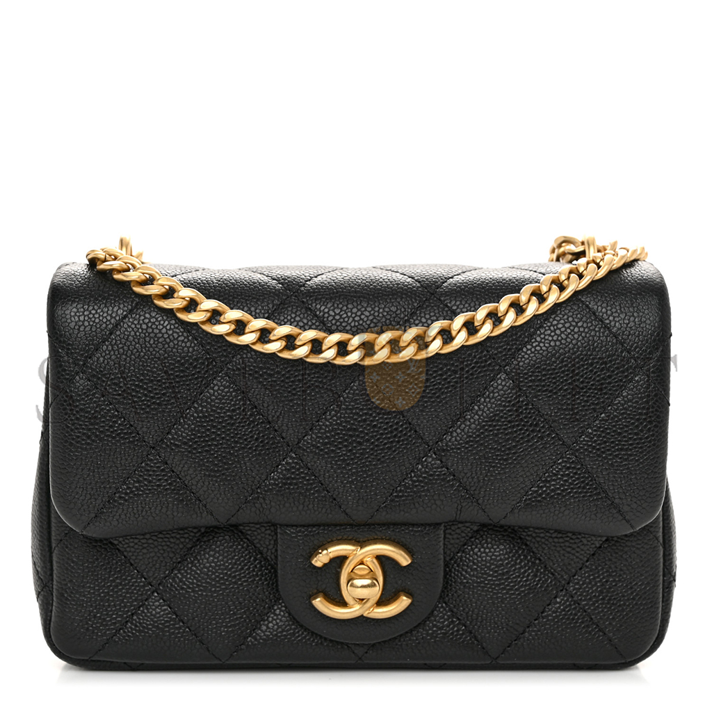 Ch*el master 23p heart adjustable chain mini flap bag in black caviar (19*13*5cm)